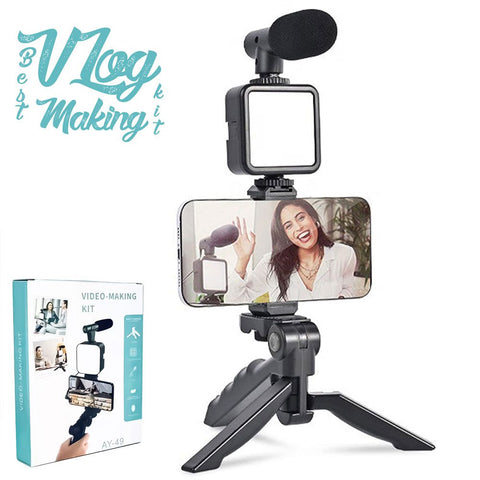 Clicknship AY-49 Video-Making Kit Vlogging Tripod |  5 in 1 Complete Vlogging Kit