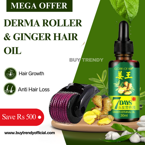 Derma Roller + Ginger Hair Growth  Oil (2 in 1)